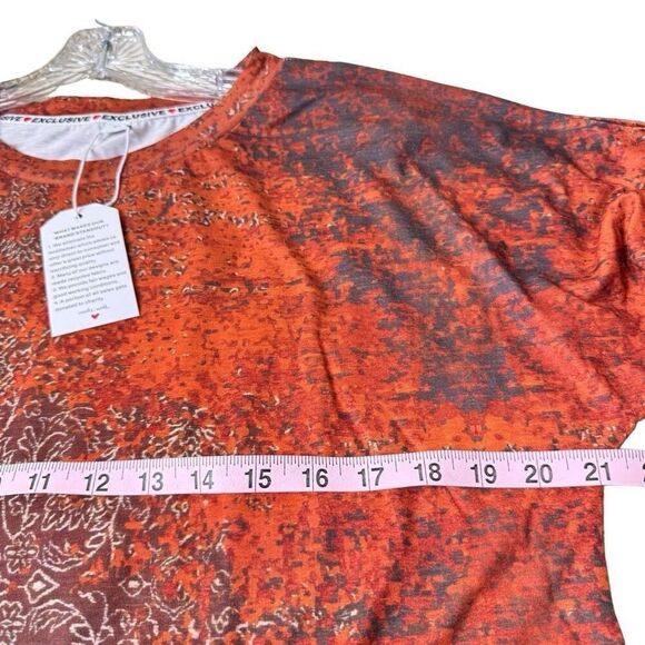 Exclusive Mandala Print Tunic Dress in Rust Long Sleeve Shift Pockets M - Picture 7 of 12